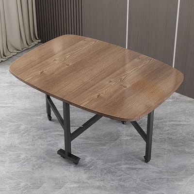 Houten Eettafel - Druppelblad Tafel - Kleine Ruimte - Uitschuifbaar en Opvouwbaar - 120x70cm - Walnoot