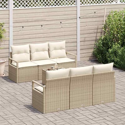 vidaXL - Tuinbank - Set - 7 - st - 6-Aantal - zitplaatsen - Beige - en - Crème