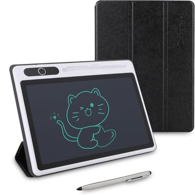 Aurixi® Digitaal Notitieblok - Notitieblok 9 Inch - Grafische Tablet Met Leren Hoes & Tekenpen - Herbruikbare Notitieblok – Ewriter - Paper Tablet – Digitaal Tekenblok – Kladblok – Kantoorbenodigdheden - Zwart- 23cmx 23cmx 1cm; 300 g