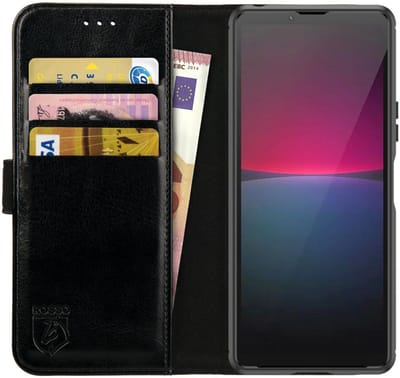 Rosso Element Book Case Wallet Hoesje Geschikt voor Sony Xperia 10 V | Portemonnee | 3 Pasjes | Magneetsluiting | Stand Functie | Zwart