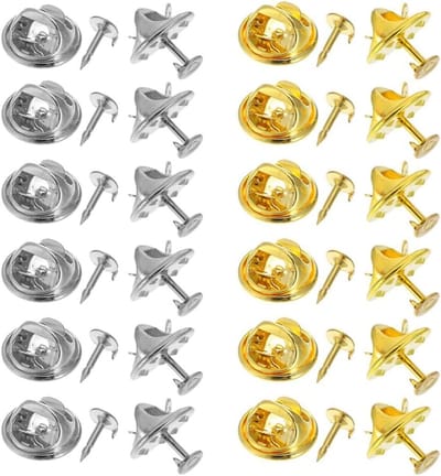 100 paar borgpennen vlinderpin, clutch sluitingen, vlinderclips, pin-spelden, voor doe-het-zelf, stropdassen, jassen, hoeden, tassen (zilver + goud)