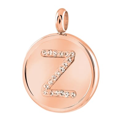 Lucardi Dames Gerecycled just.d stalen hanger roseplated letter kristal - Hanger - Staal - RosÃ©kleurig
