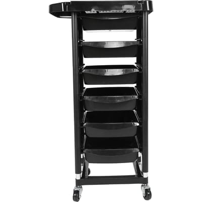 Chariot de Salon de Coiffure 5 Étages Chariot de Coiffure Roulant Rack de Rangement de Barbier black