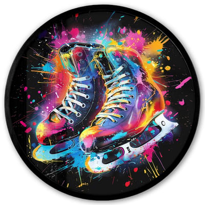 Poster in lijst Rond - Fotolijst 40x40 cm - Posters - Graffiti - Sport - Schaatsen - Verf - Ronde posterlijst zwart - Decoratie - Wanddecoratie woonkamer - Muurdecoratie slaapkamer