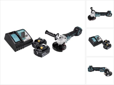 Makita DGA 517 RF accu haakse slijper 18 V 125 mm borstelloos + 2x accu 3.0 Ah + lader