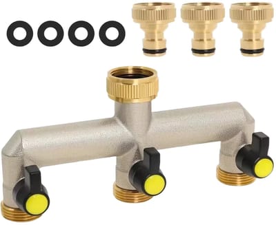 Dailygoods- Slangverdeler 3-weg - Waterverdeler - Tuinslang Koppelingen - Verstelbare Aansluiting - Antisplash - Massief Messing - Tuinslang Splitter