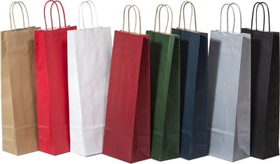 Draagtassen voor Flessen Rood 14x8x39cm Kraft papier 110 g/m (50 stuks)