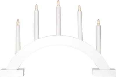Star Trading eenvoudige kaarsenboog 'Abbe' in wit, 5 LED-kaarsen, batterijen + timer, B 46 cm, H 32 cm