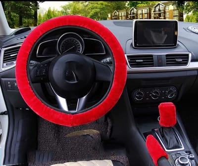Dailygoods- Stuurhoes Pluche - Warme Winter - Versnellingsbakafdekking - Handremhoes - Auto Accessoires Interieur - Geschikt voor 37-38 cm - Autostuurcover