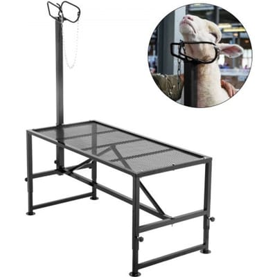 VEVOR Veehouder 130 x 59 cm, verzorgingsrek met recht kopstuk, geitenverzorgingsrek metalen frame schapenscheerrek veeverzorgingsrek
