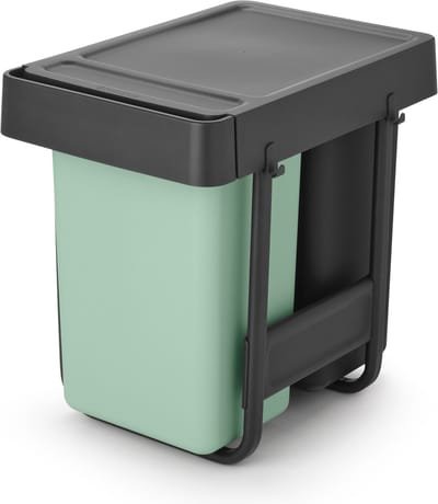 Brabantia Afvalscheidingsbak Sort & Go - Kunststof - Jade Green En Donkergrijs - 49.1x31.4x44.4cm - 2x15l