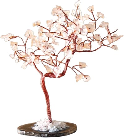 Ancient Wisdom Edelsteenboom Bergkristal – Zwarte Agaat Basis – 100 Stenen – Decoratieve Edelsteenboom