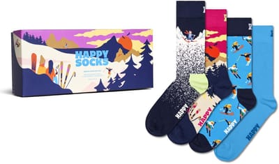 Happy Socks unisex giftbox 4P sokken winter sport blauw & roze