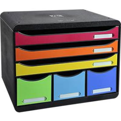 Exacompta STOREBOX Iderama regenboog, 6 open laden A4+ liggend, 27 cm diep, geruisloos, veiligheidsstop, stapelbaar