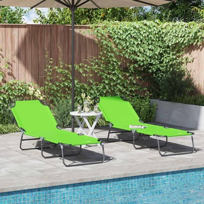 vidaXL Opvouwbare zonnebed 2 pcs Groen 188 x 57 x 86,5 cm Polyester