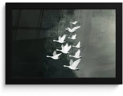 Poster in lijst - Fotolijst 30x20 cm - Posters - Vogel - Japandi - Groen - Posterlijst zwart - Decoratie - Wanddecoratie woonkamer - Muurdecoratie slaapkamer