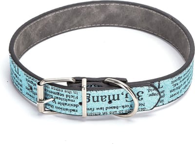 Nobleza Hondenhalsband lichtblauw - Kunstleder halsband met gespsluiting - Maat S - Verstelbaar 27 / 33 cm