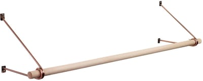 SOTECH wandkapstok 260 x 250 mm antiek roségoud gegalvaniseerd met 500 mm kapstokstang van beukenhout Ø 30 mm, kledingstang, kapstok