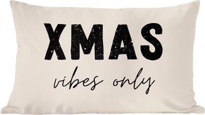 Sierkussens - Kussentjes Woonkamer - 50x30 cm - Kerst - Spreuk - xmas vibes only - Beige