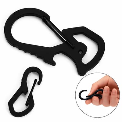 Musketonhaak Flesopener I Karabijnhaak I Musketonhaak I Carabiner I Met Schroevendraaier I RVS I Zwart