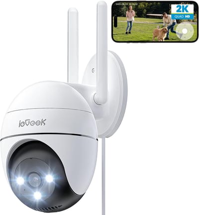 ieGeek ZS-GQ2 Beveiligingscamera Buiten – 2K HD 3MP - Camerabewaking Met Nachtzicht – Bewakingscamera voor Buiten- Met WiFi en APP - Beveiligingscamerabuiten - 4x Digitale Zoom - Wit