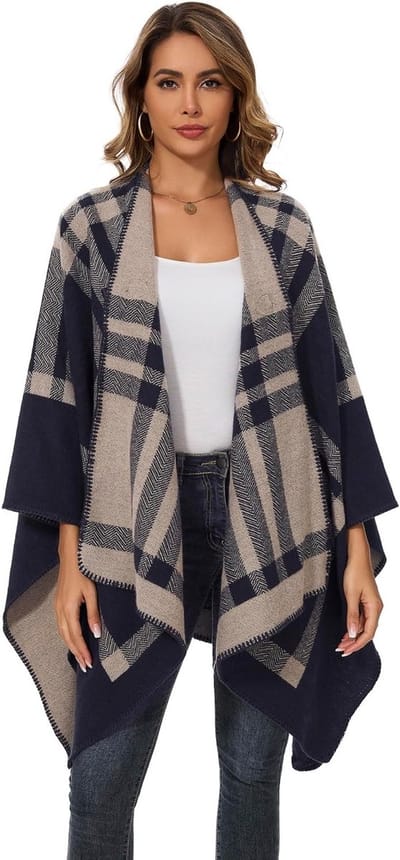 Elegante Gebreide Cape en Poncho Sjaal voor Dames, Perfect voor Lente, Herfst en Winter, Ideaal als Dekentje en Cardigan