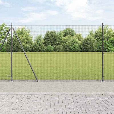 vidaXL - gelast - draadhek - met - betonnen - voetstuk - 10 - x - 1,5 - m - Grijs - Mesh