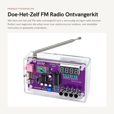 Dailygoods- FM-radio-ontvangerkit beginner-vriendelijk - doe-het-zelf radio - elektronische soldeerset - veelzijdige voedingsopties - eenvoudig te monteren - duidelijk gelabelde onderdelen - Radio Kit