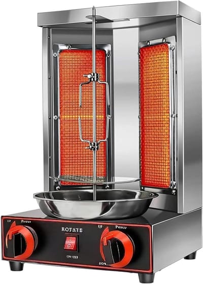 Verticale Grill - Vleesgrill - Gourmet Koken - Rookloze Werking - 53.5 cm - Zwart