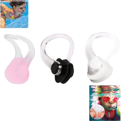 3 stuks - Zwemmende neusklem - Waterdichte trainingszwemneusplug - Wit + Zwart + Roze - Herbruikbare neusplug Waterdichte neusplug - Geschikt voor zwemmers, beginners