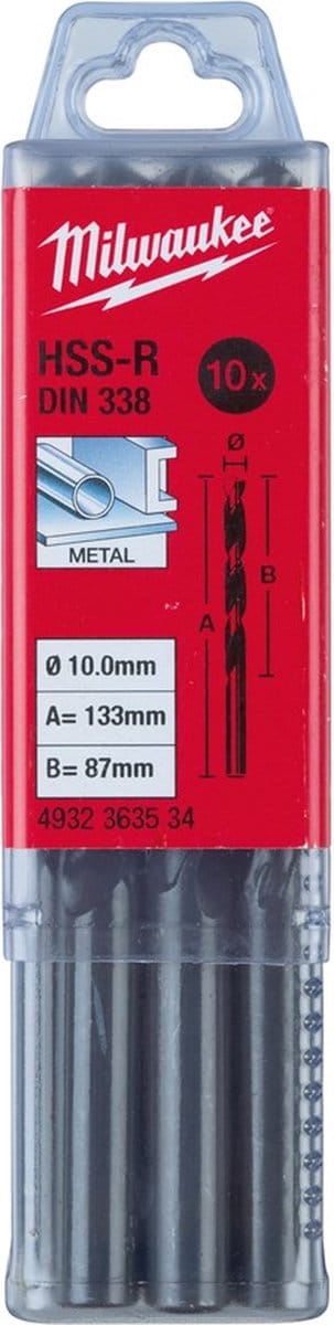 Milwaukee Metaalboren HSS-Rollforged - DIN 338 - 5 en 10 stuks HSSR 10,5 x 133-5 stuks - 4932363539