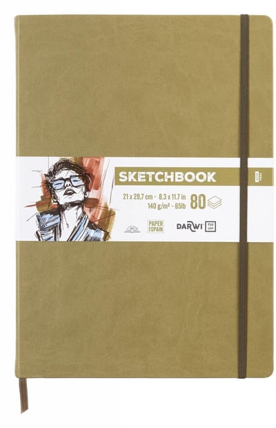 Darwi DFY - Schetsboek - A4 - 140 g - Kaki groen - 80 vellen