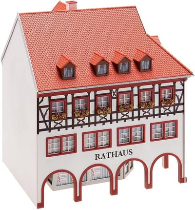Stadshuis Bouwset - Modelbouw Gebouw - Hobby Bouwen - Gedetailleerd Ontwerp - Schaal 1:87 - Meerkleurig