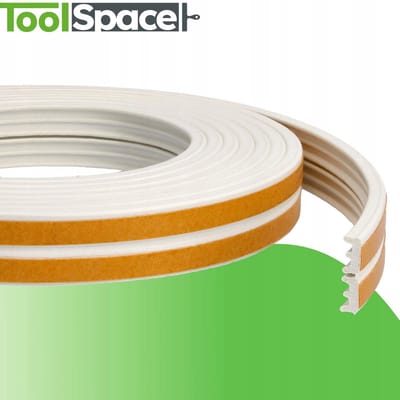 ToolSpace Zelfklevende Rubberen Afdichting (Type E) – 6 Meter (Wit) – Voor Smalle Kieren 1-3,5 mm – Raam & Deur Isolatie (EPDM)
