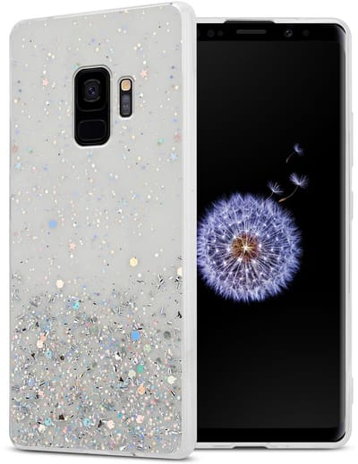 Cadorabo Hoesje geschikt voor Samsung Galaxy S9 in Transparant met Glitter - Beschermhoes van flexibel TPU silicone met fonkelende glitters Case Cover Etui