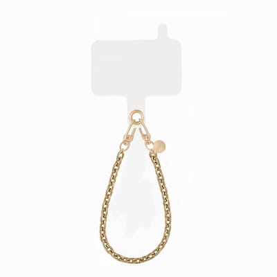 xoxo Wildhearts telefoonkoord met clip - Dreamy - Kort koord - Geschikt voor iPhone - Geschikt voor Samsung - Universeel - Phone cord met koord clip - Easy Cord - Telefoonketting - Koord voor telefoon - Telefoon hanger ketting goud