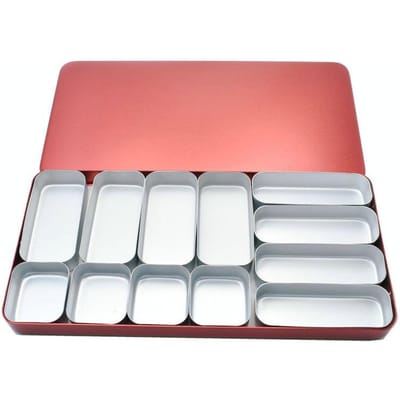 Stérilisateur Dentaire Métallique Coloré 12 Étuis Porte-Fichiers Endo Boîte Stérilisateur Autoclave Étui pour Outils de Soin Buccal Porte-Fraise rouge
