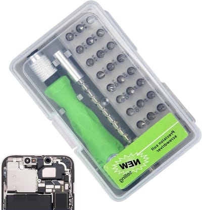 Mini Schroevendraaierset - Precisie Gereedschap - Apparaten Repareren - 32 Delige Set - Compact Formaat - Zwart