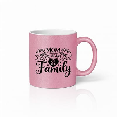 Mom The Heart Of The Family – Felroze Keramische Mok – Lief Waarderingscadeau voor Moeder