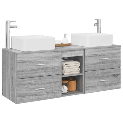 vidaXL - Badkamerkast - set - 3 - st - Grijs - Sonoma - 129 - x - 41 - x - 80 - cm