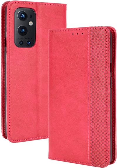 Coverup Hoesje - Geschikt voor OnePlus 9 Pro Hoesje - Coverup Vintage Style Book Case - Rood