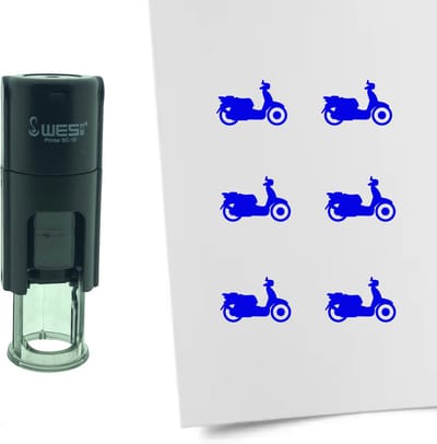 CombiCraft Stempel Scooter 10mm rond - blauwe inkt