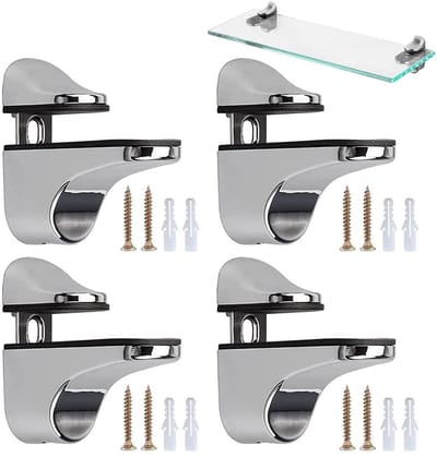 Dailygoods- Glasklemmen 4 Stuks - Verstelbare Plankhouder - Zinklegering - Antislip Rubber - Voor Glas/Houten Platen 3-22 mm - Plankdragers