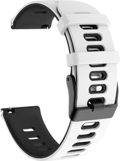Siliconen bandje - geschikt voor Garmin Venu (2 Plus) / Venu SQ (2) / Vivomove (Style - Sport) / Vivoactive 3 / 5 / 6 / Forerunner 55 / 165 / 245 / 645 / 570 - 42mm - wit-zwart