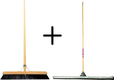 Synx Tools Paardenhaar 50cm + Vloertrekker 100cm met Steel 150cm - Kamerveger – Vloerreiniger – Moppen – Zachte binnenbezem met steel 150cm