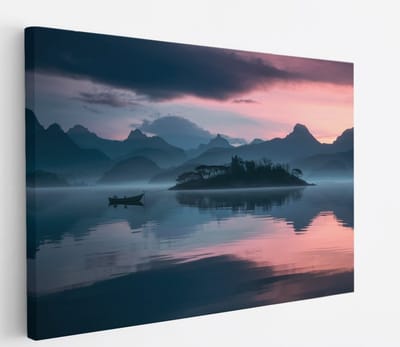 Saammp Canvas Schilderij - boot - Rustgevend - Landschap - Natuur - 45x30 - Foto op canvas - Wanddecoratie - Muurdecoratie Woonkamer - Slaapkamer decoratie - Canvas Print