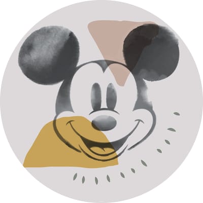 Fotobehang - Mickey Abstract 125x125cm - Rond - Vliesbehang - Zelfklevend