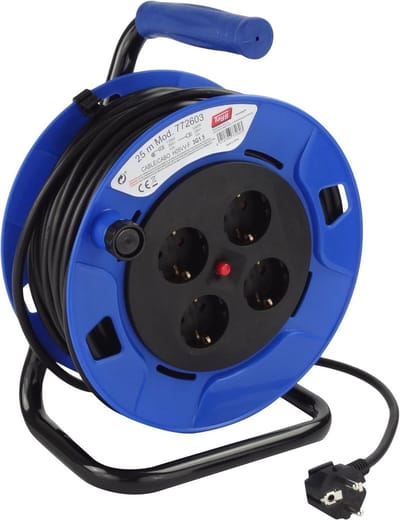 Uittrekbare Elektrische Kabelhaspel 25m - Blauw/Zwart voor Professioneel Gebruik