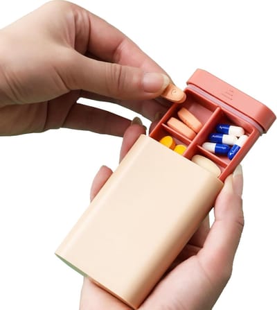 Handige Weekdoos voor Pillen, Reistabletten Organizer met Push-Pull Systeem, Schattige Pillenhouder voor Vitaminen en Supplementen (Roze)