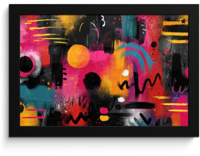 Poster in lijst - Fotolijst 30x20 cm - Posters - Kleurvlakken - Vormen - Kleurrijk - Abstract - Posterlijst zwart - Decoratie - Wanddecoratie woonkamer - Muurdecoratie slaapkamer
